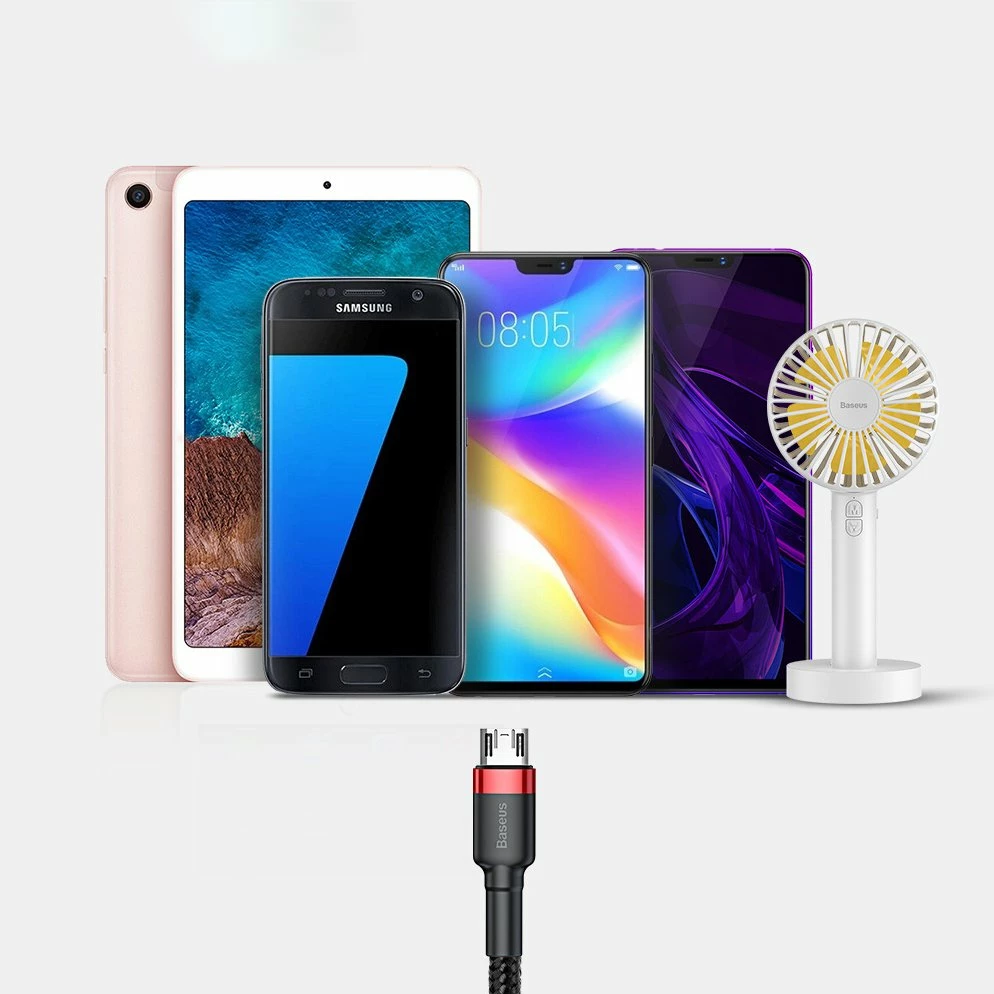 Kabllo Baseus Cafule, USB në micro USB, 3m, 2A, e zezë-kuqe