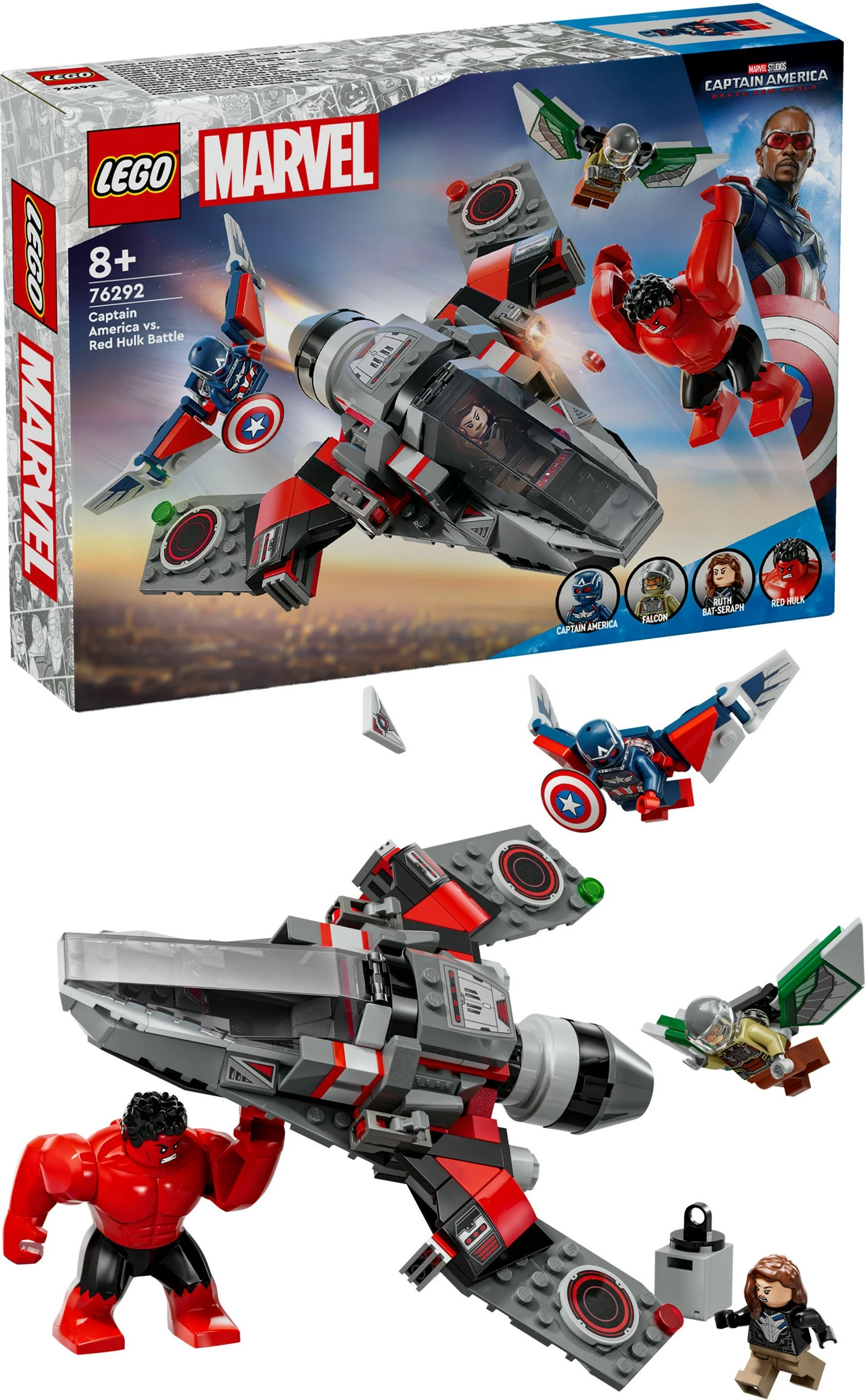 Set ndërtimi LEGO Marvel 76292 Captain America vs Red Hulk, shumëngjyrësh