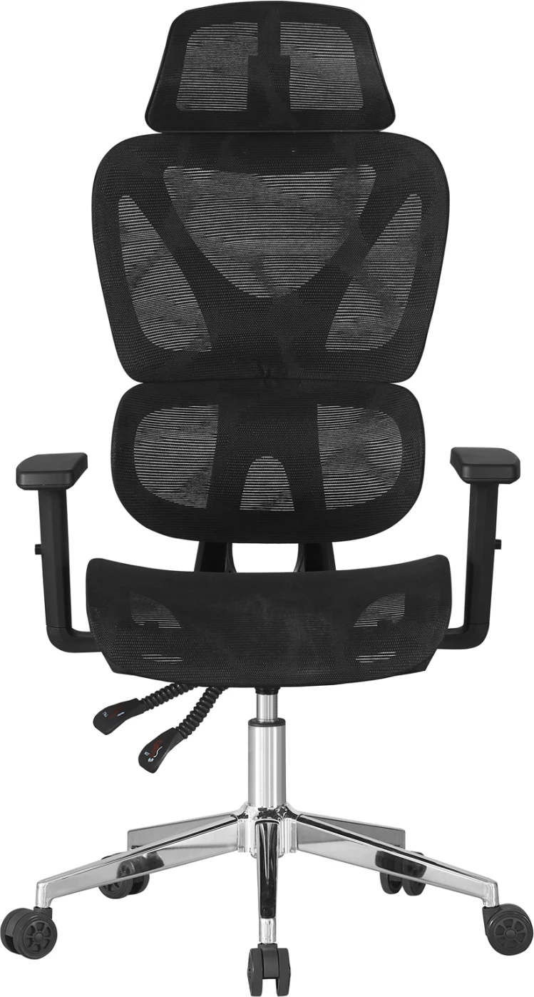 Karrige zyre ergonomike NOVAR, rrjetë e zezë, bazë kromi, 51x49x129cm