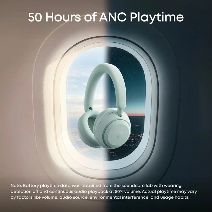 Kufje Bluetooth over-ear Anker Soundcore Space 2 D1402G61, ANC 4-nivel, Hi-Res/LDAC, deri 70 orë, të gjelbra, me këllëf udhëtimi