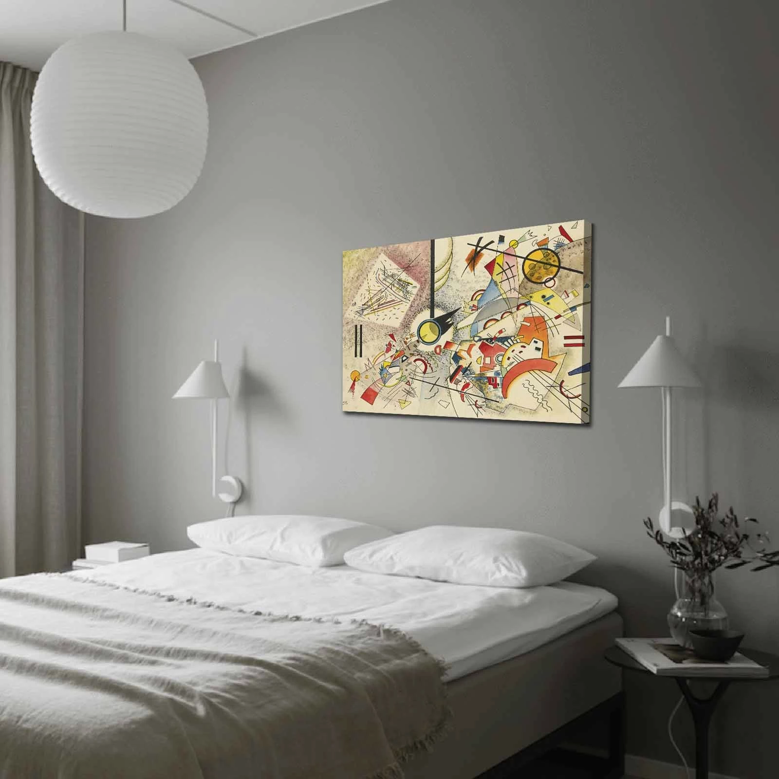 Pikturë dekorative në kanavacë, art i Kandinsky-t, shumëngjyrëshe, 70x100cm, kornizë druri 3cm