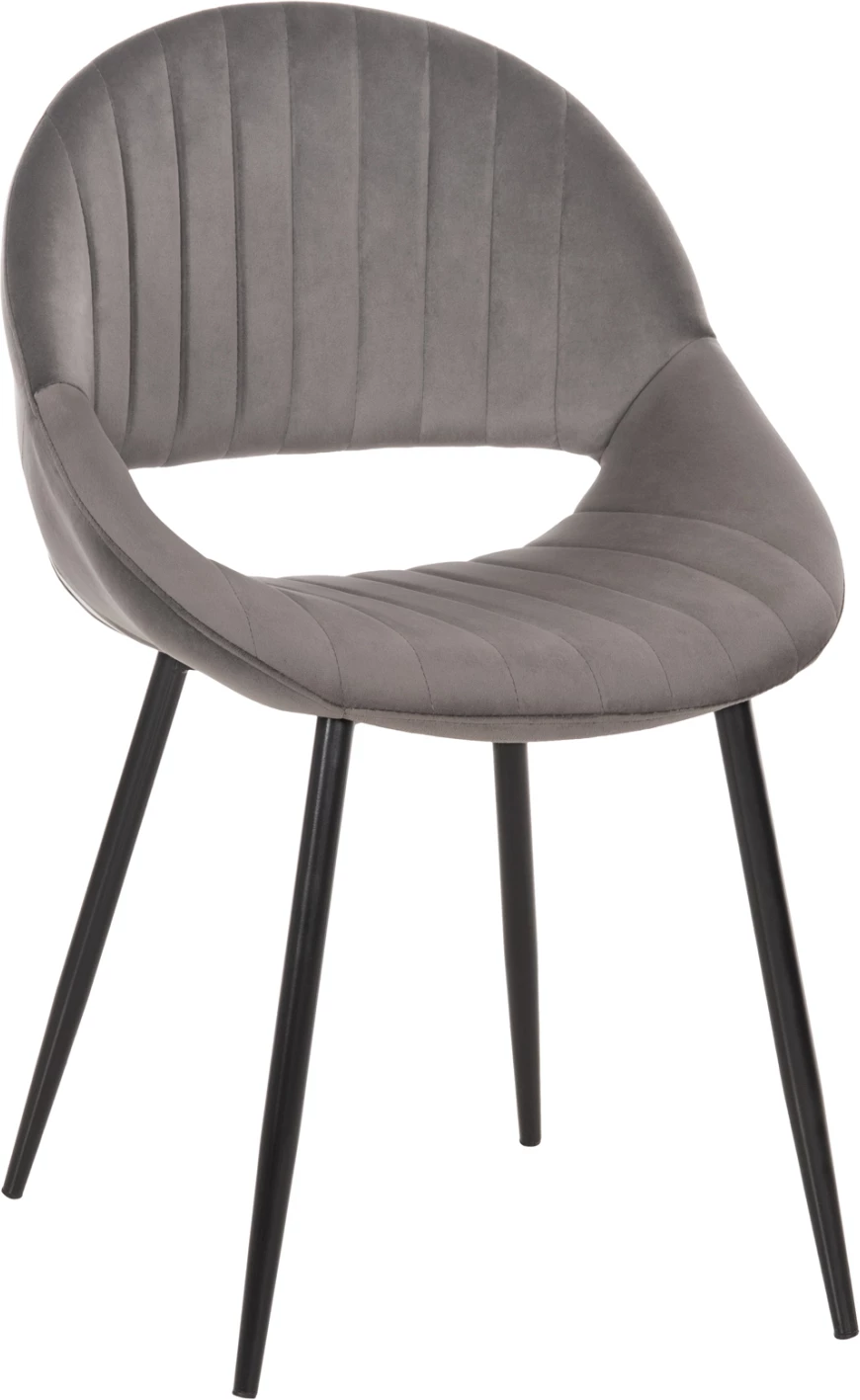 Karrige për ngrënie ODEN FH9001.01, kadife gri, këmbë metalike të zeza, 52x55x84H cm