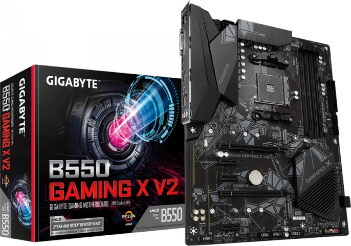 Pllakë amë GIGABYTE B550 GAMING X V2, AM4, ATX, DDR4 deri 128GB, PCIe 4.0, 2x M.2, SATA3, USB 3.2 Gen2, HDMI/DVI, e zezë
