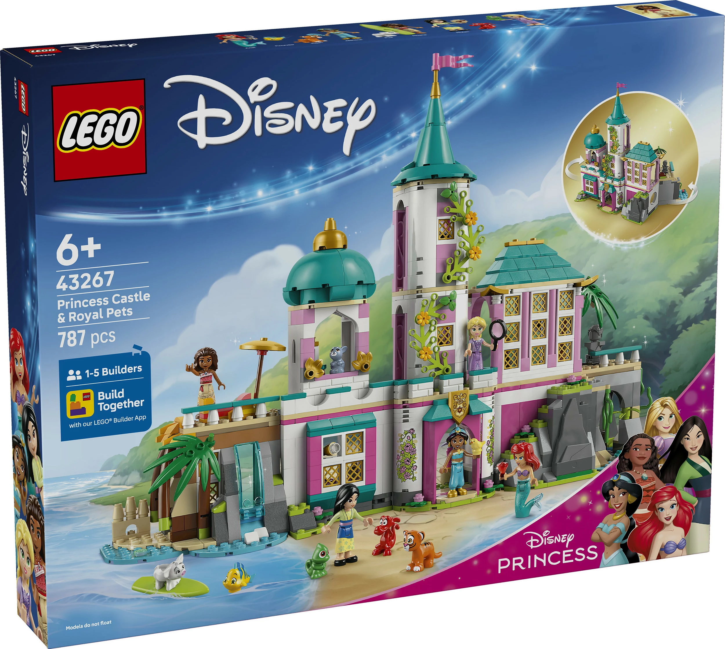 Set ndërtimi LEGO Disney Princess 43267 Princess Castle & Royal Pets, 787 copë, shumëngjyrësh