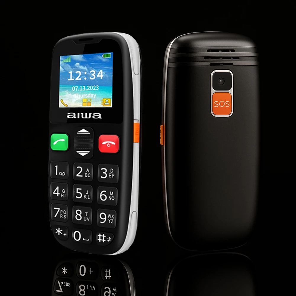 Celular për seniorë Aiwa FPH-S100, 4G, Dual SIM, buton SOS, ekran 1.8\", USB-C, radio FM, Bluetooth, i zi