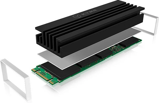 Ftohës për M.2 SSD ICY BOX, alumin, 10 mm, i zi