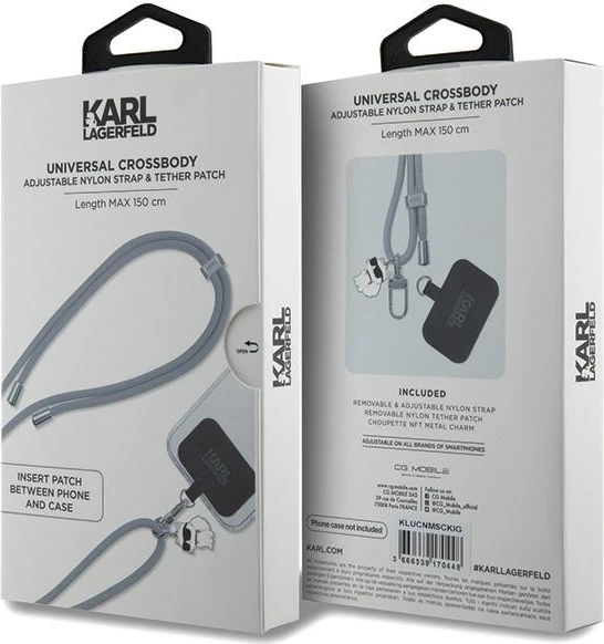 Rrip universal për celular Karl Lagerfeld CBDY Cord, 150 cm, Gri