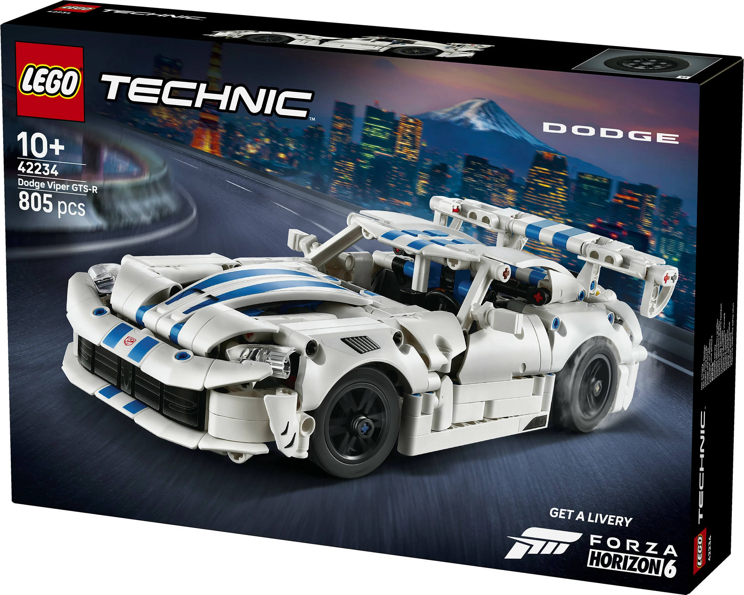 Set LEGO Technic Dodge Viper GTS-R 42234, 805 copë, 10+, bardhë/kaltër