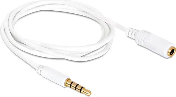 Kabllo zgjatëse audio DeLOCK 84717, 3.5mm mashkull në 3.5mm femër, 0.5 m, TRRS 4-pin, e bardhë