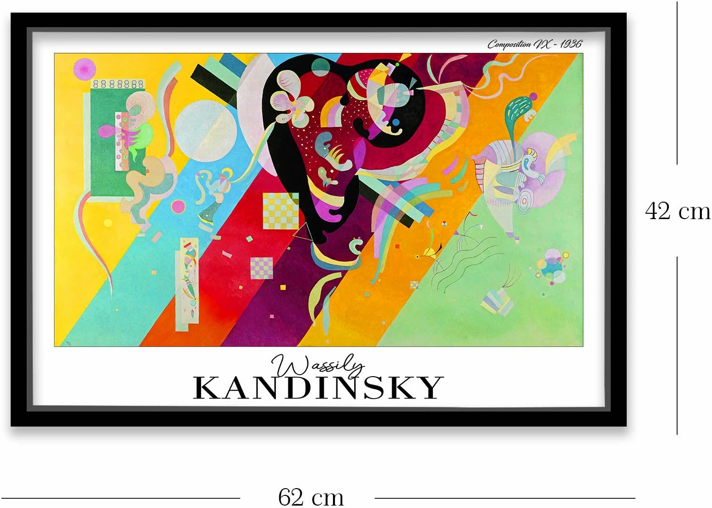 Pikturë dekorative me kornizë, shumëngjyrëshe, Wallity, 4262SYHKANDINSKY-006, 42x62cm