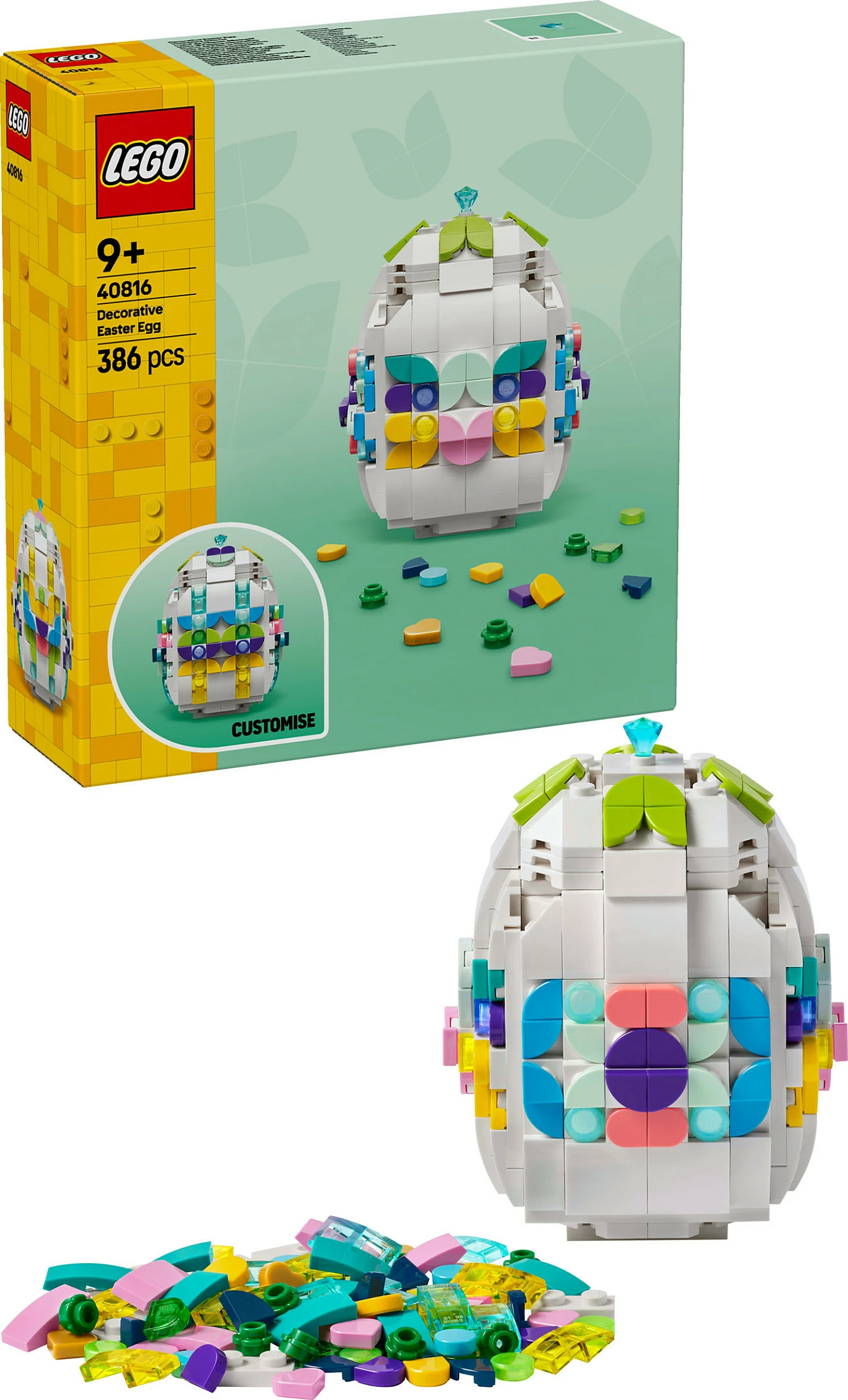 Set ndërtimi LEGO Iconic 40816 Decorative Easter Egg, 386 copë, 9+ vjeç, shumëngjyrësh