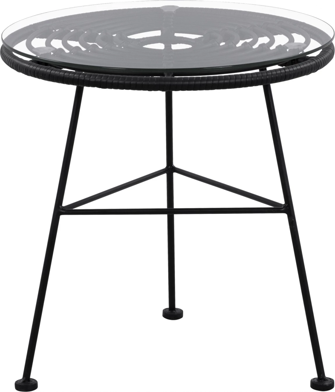 Tavolinë metalike Allegra me thurje, ngjyrë e zezë dhe xham, FH5459.02, 45x46cm