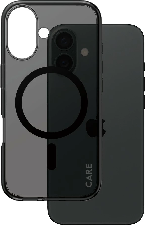 Mbështjellës PanzerGlass CARE Case Flagship Smokey MagSAFE për iPhone 16, zi