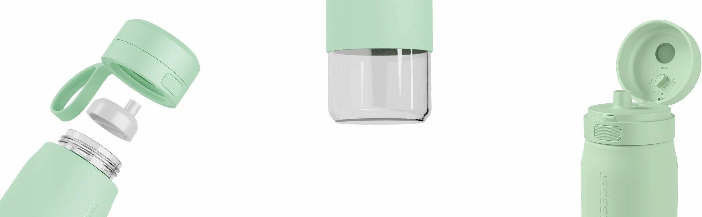 Shishe filtruese uji Wessper B2 Glass Actitex 700ml, me 1 filtër, mint jeshile