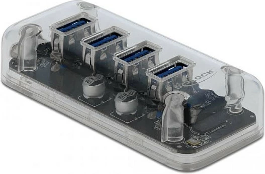 USB hub DeLOCK 4 porta, USB 3.2 Gen 1, 5 Gbps, transparent