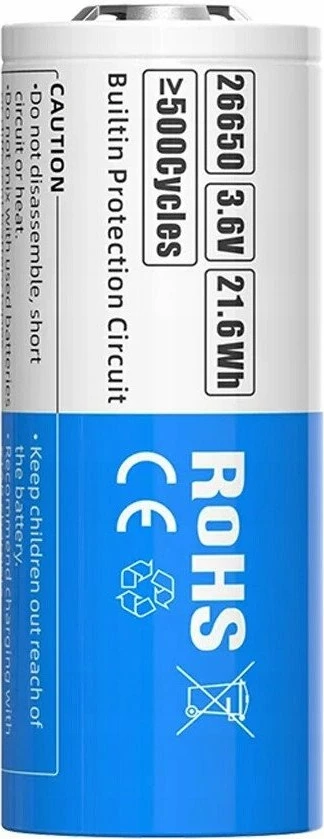 Bateri Li-Ion Xtar 26650-6000PCM 6000mAh 3.7V me mbrojtje PCM, 1 copë
