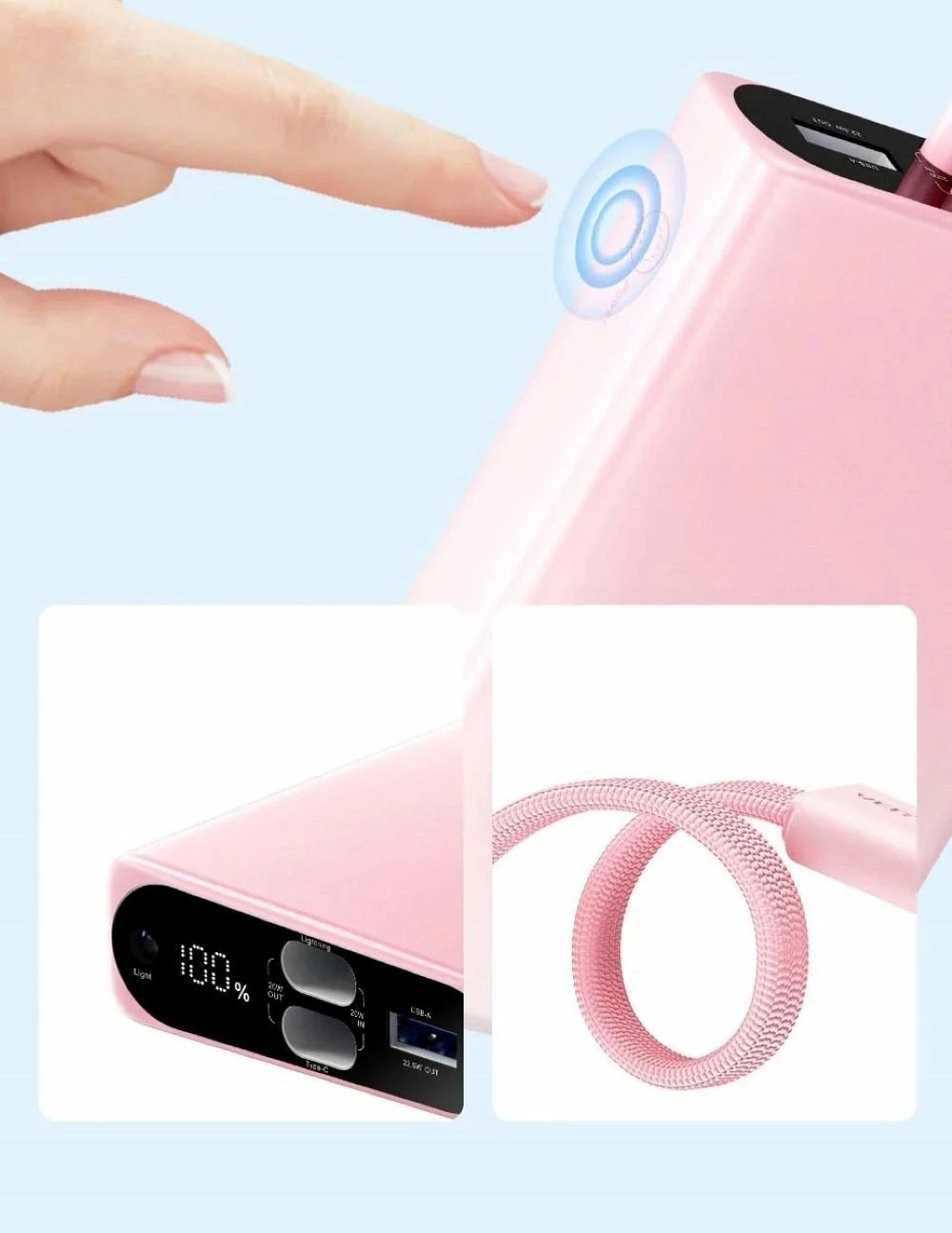 Powerbank Vention FHZJ0 10000mAh 22.5W me display, kafe (bakër)