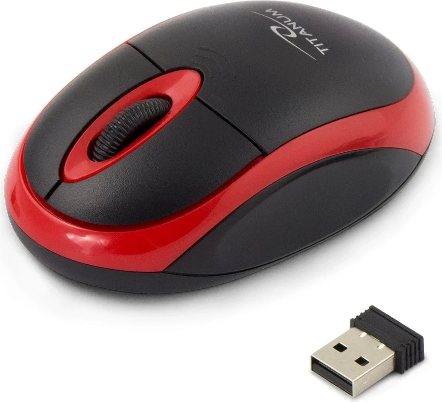 Maus 3D Titanium, TM116E, i zi/kuq