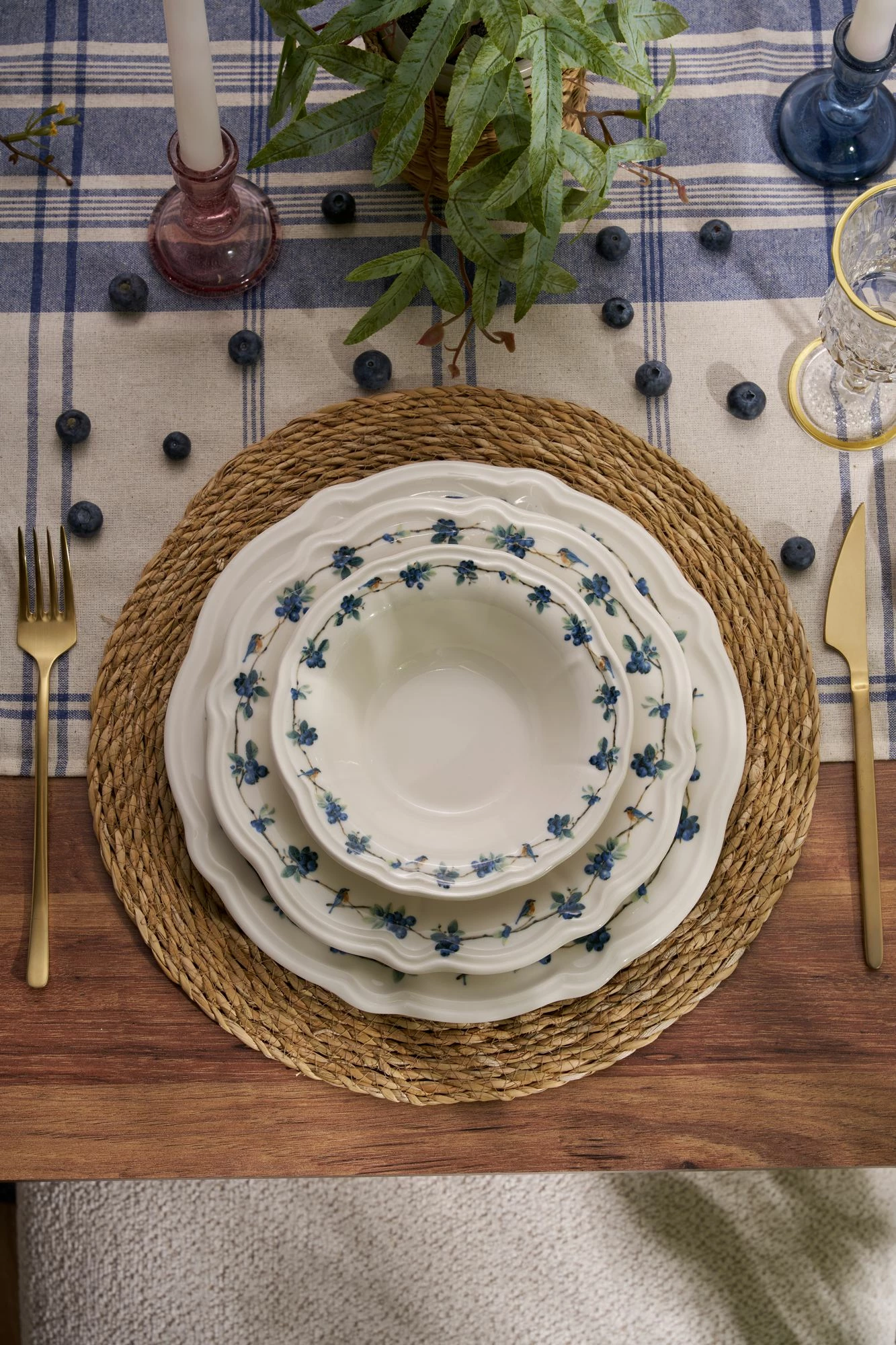 Set enësh për drekë (24 copë), Hermia Concept, Blueberry