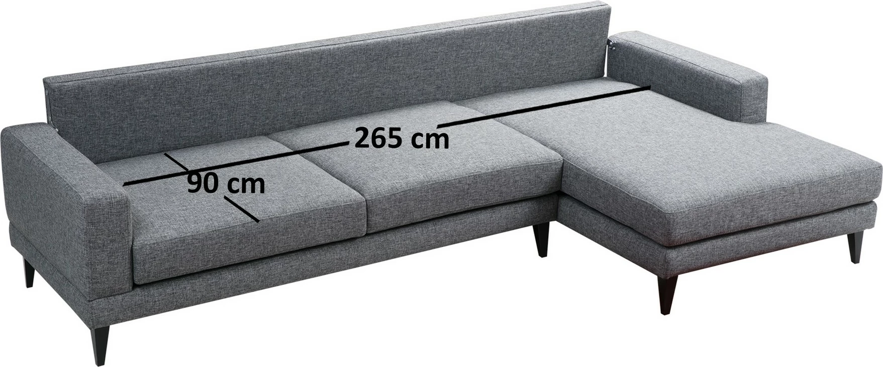 Kënd-sofë krevati Atelier del Sofa, kënd nordik djathtas (L3+Chl), ngjyrë gri e errët