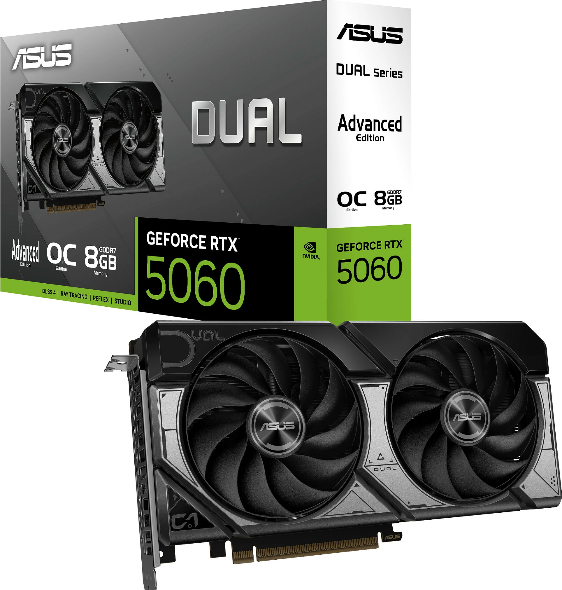 Kartelë grafike ASUS Dual OC GeForce RTX 5060, 8GB GDDR7, PCIe 5.0, e zezë/bardhë