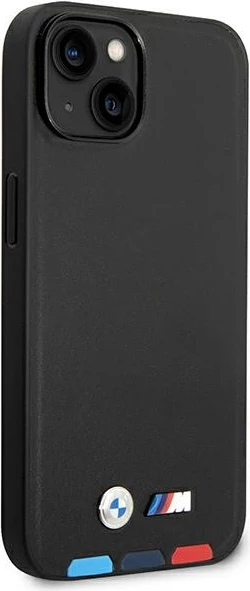 Mbështjellës BMW Leather Stamp Tricolor Magsafe për iPhone 14 6.1", e zezë