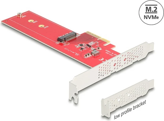 Kartë PCIe DeLOCK 90889, adapter M.2 NVMe PCIe 5.0, 2242/2260/2280, e kuqe