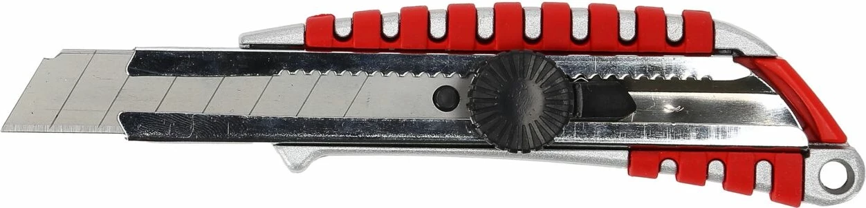 Thikë me teh të thyeshëm PROLINE 30042, 18 mm, bllokim në çdo pozicion, dorezë gome, kuqe/gri