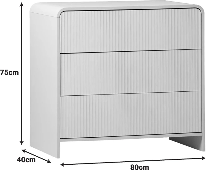 Komodë Zeplen, MDF, ngjyrë e bardhë, 80x40x75cm