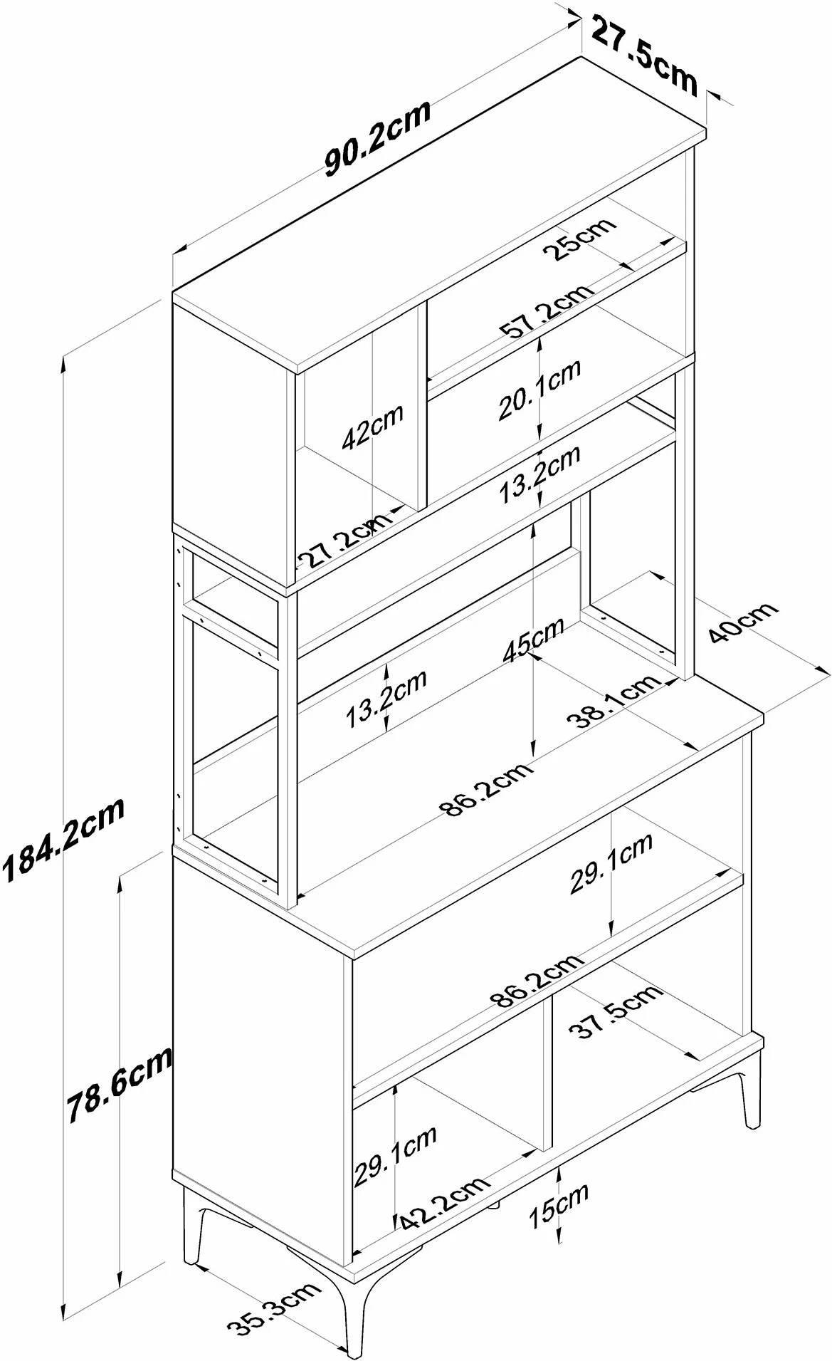 Dollap multifunksional, ngjyrë arre dhe e bardhë, Skye Decor, JE193 - 3799