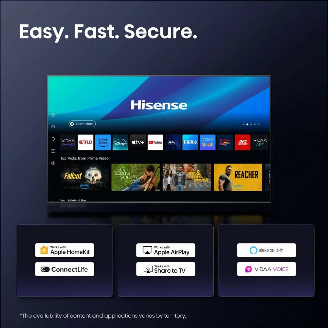 Smart TV Hisense 43E77Q PRO, 43", 4K QLED, 144Hz, Wi‑Fi, e zezë
