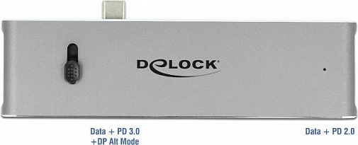 Docking station DeLOCK Dual USB-C, HDMI, USB 3.2, SD/MicroSD, PD 3.0, 4K, metal, gri