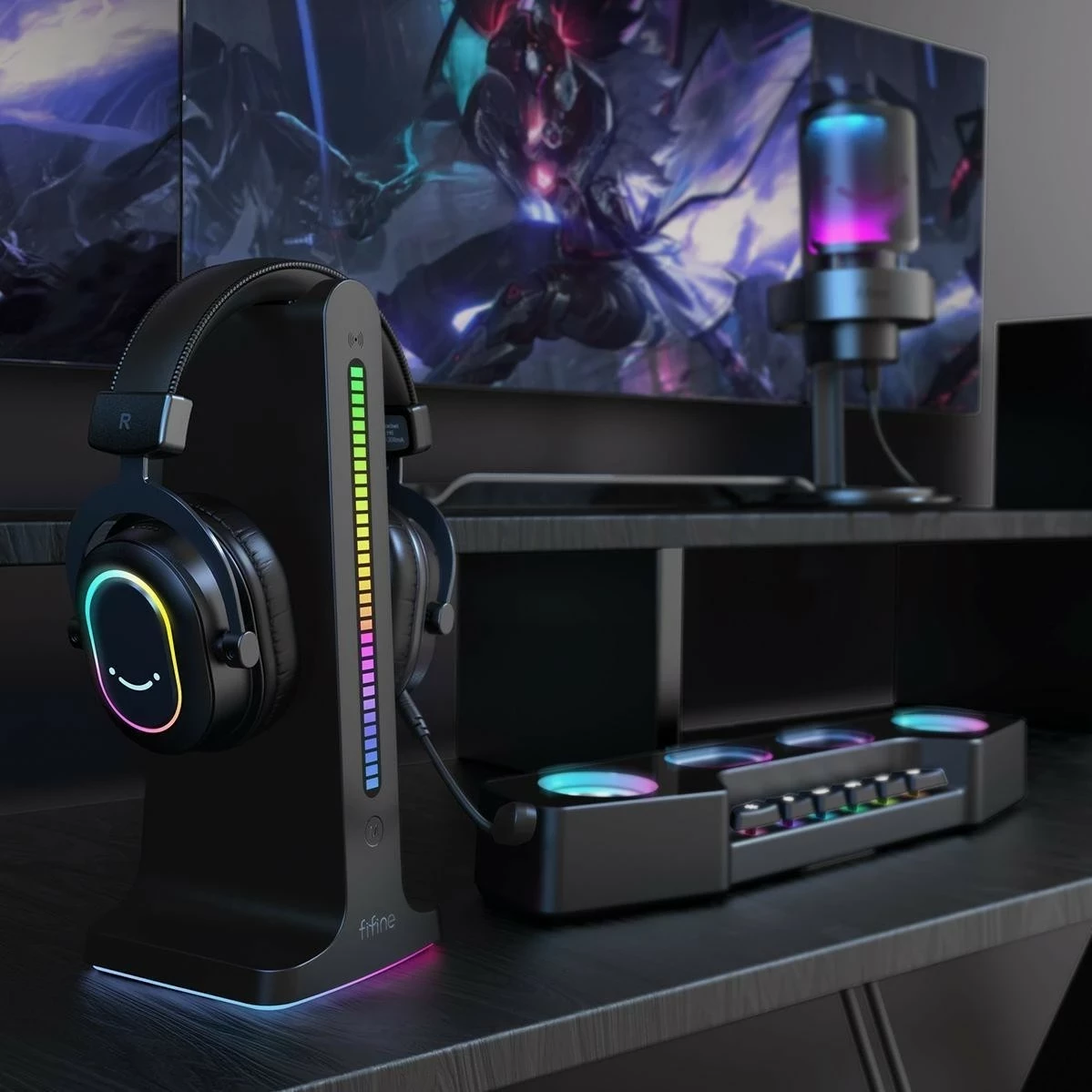 Kufje FIFINE H6 AmpliGame, 7.1 Surround, RGB, me mikrofon, USB/3.5mm, të zeza