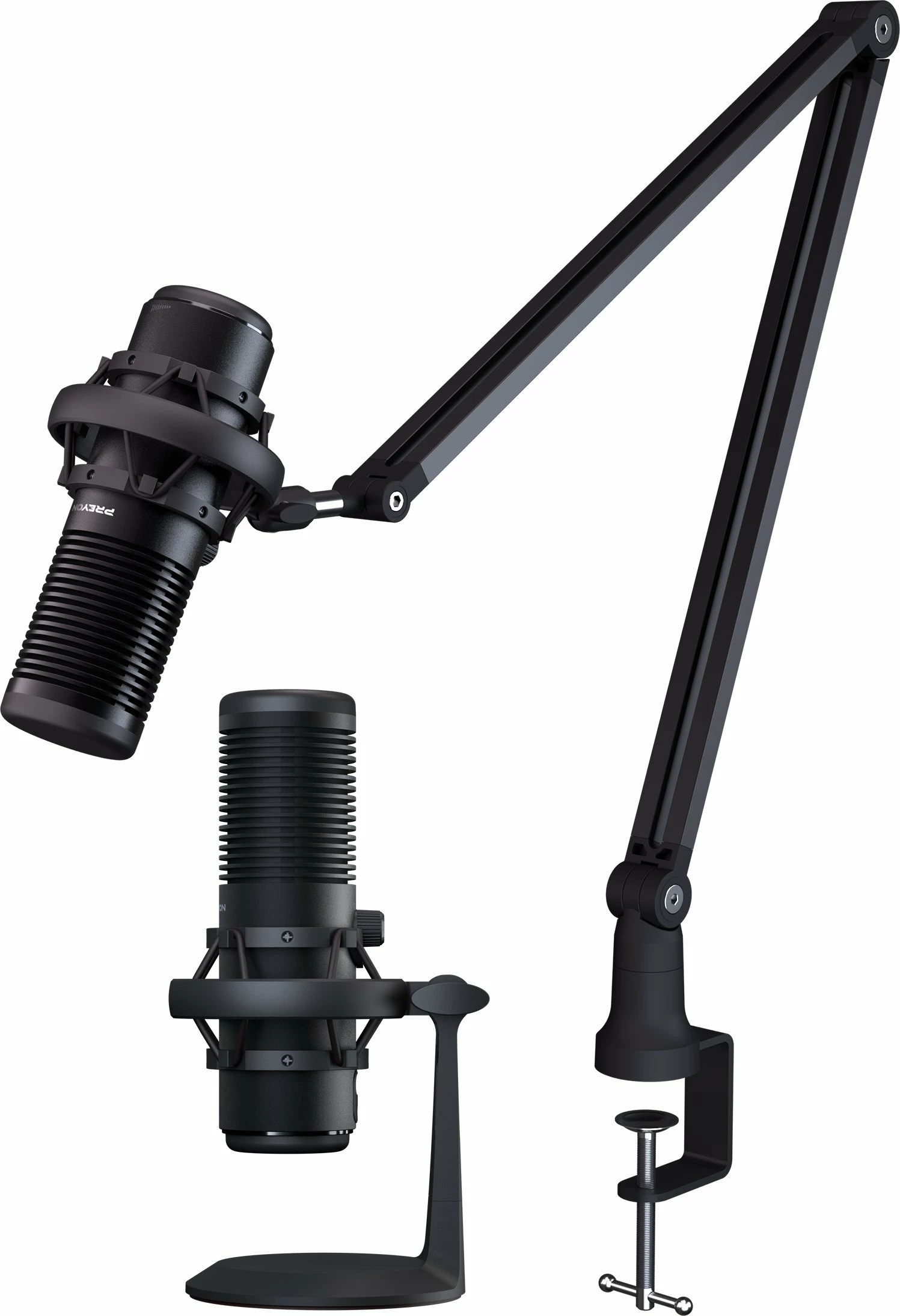 Mikrofon PREYON Stork Scream PSS43B, USB, cardioid/omnidirectional, me krah montimi, i zi, set