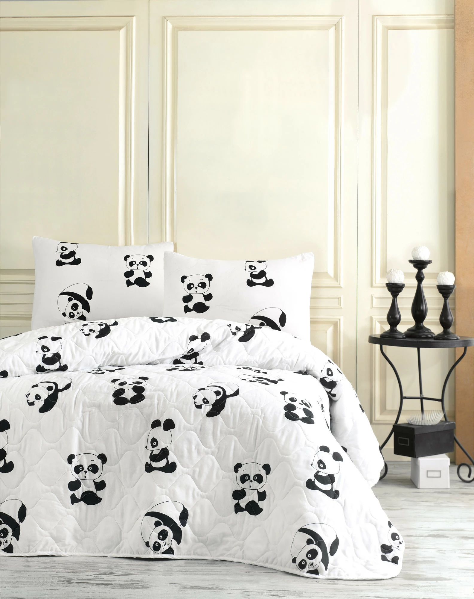 Set mbulesë krevati king me jorgan të qepur, panda, L'Essentiel Linge de Maison