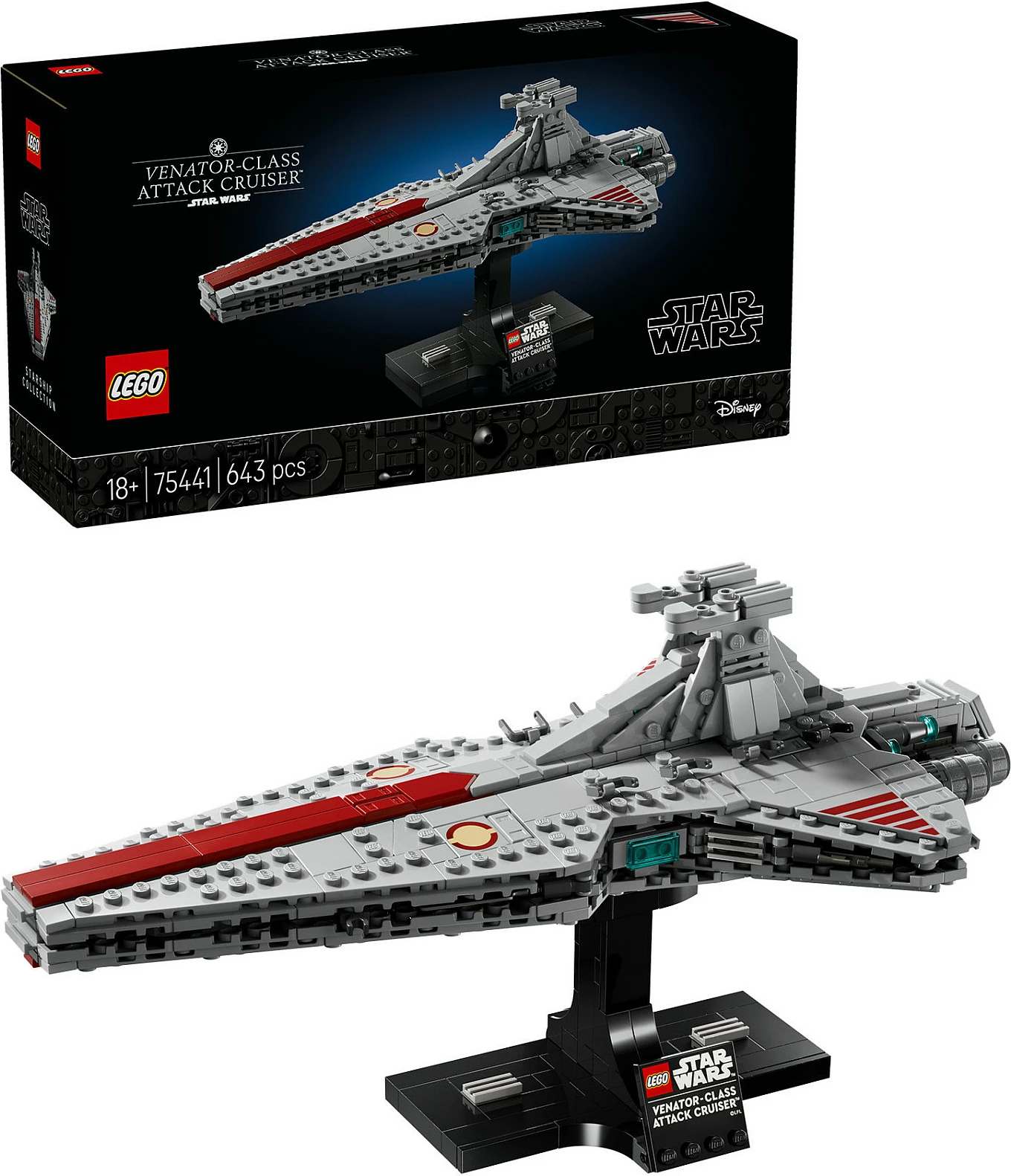 Set ndërtimi LEGO Star Wars Venator-Class Attack Cruiser 75441, 643 pjesë, 18+, shumëngjyrësh