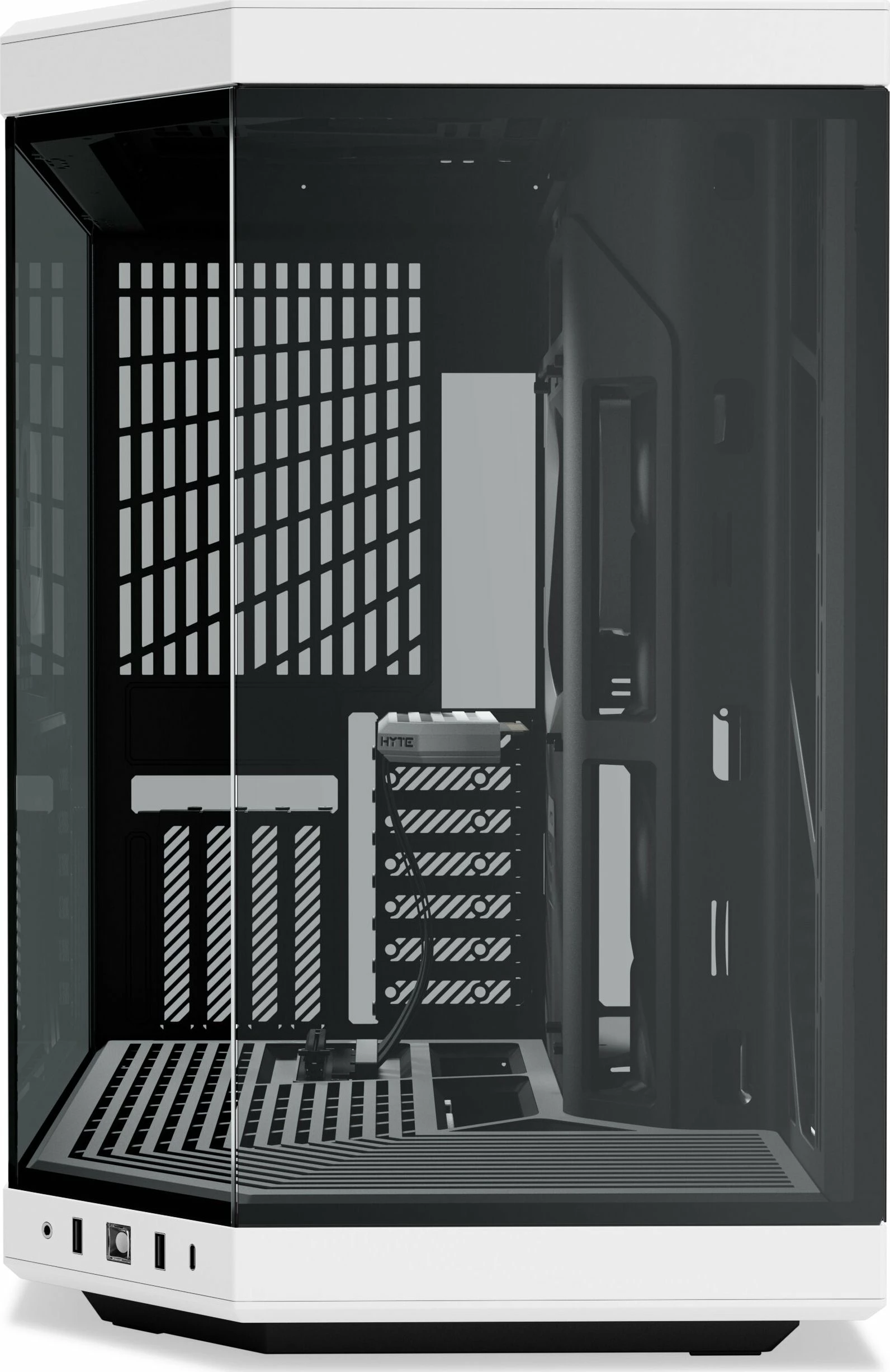 Kasë Hyte Y70 Panda (CS-HYTE-Y70-BW), Midi Tower ATX/eATX/mATX, PCIe 4.0 riser, USB-C, bardhë/zi