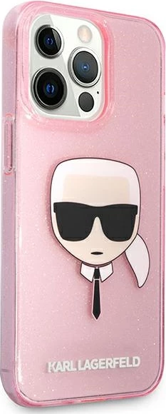 Mbështjellës Karl Lagerfeld KLHCP13XKHTUGLP për iPhone 13 Pro Max, hardcase, rozë me glitter