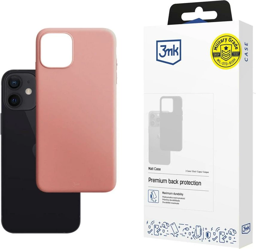 Mbështjellës 3mk Matt Case për iPhone 12 mini, TPU matte 1.2 mm, rozë, me kuti