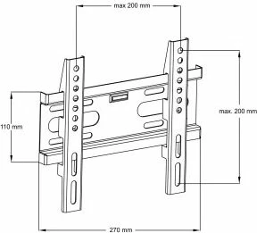 Mbajtëse muri për TV Art AR-44 14-42", VESA 100x100-200x200, 35 kg, e zezë