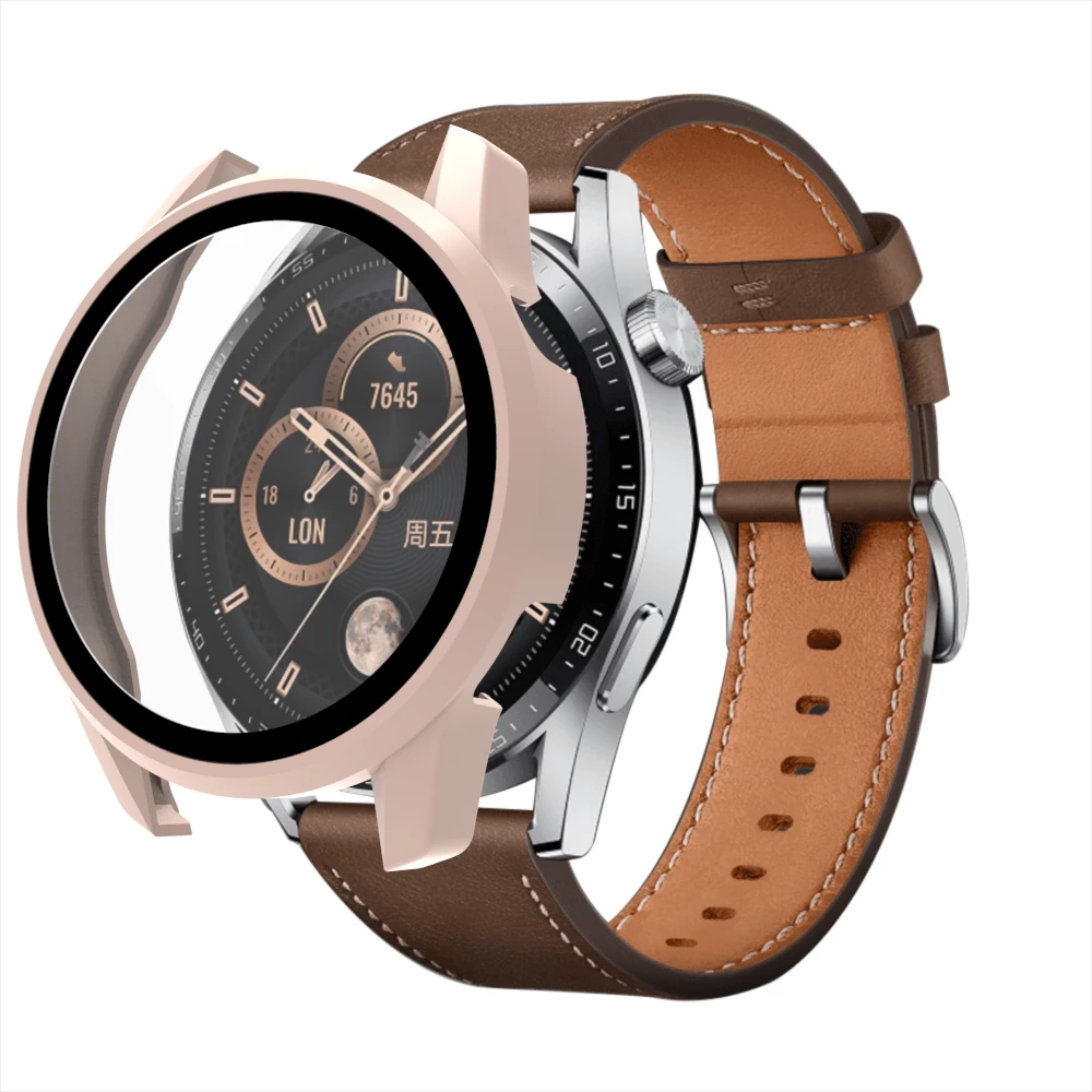 Mbrojtës xhami me kasë për smartwatch Hurtel për Huawei Watch GT3 42mm, rozë