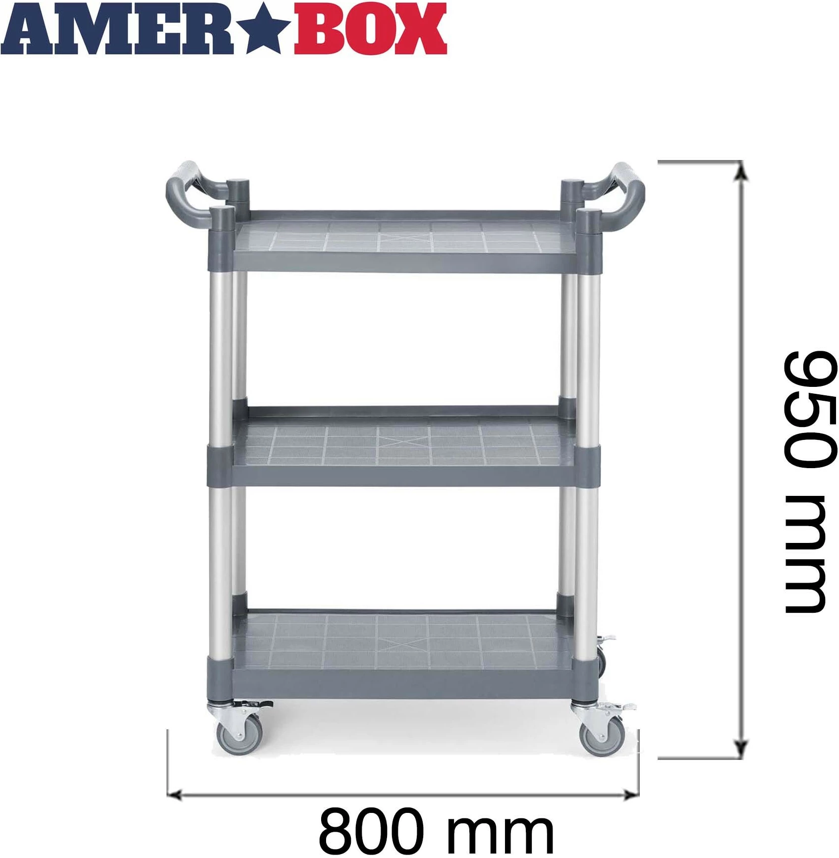 Karrocë shërbimi AmerBox 3-rafte 800x410xH950 mm, gri/argjendtë