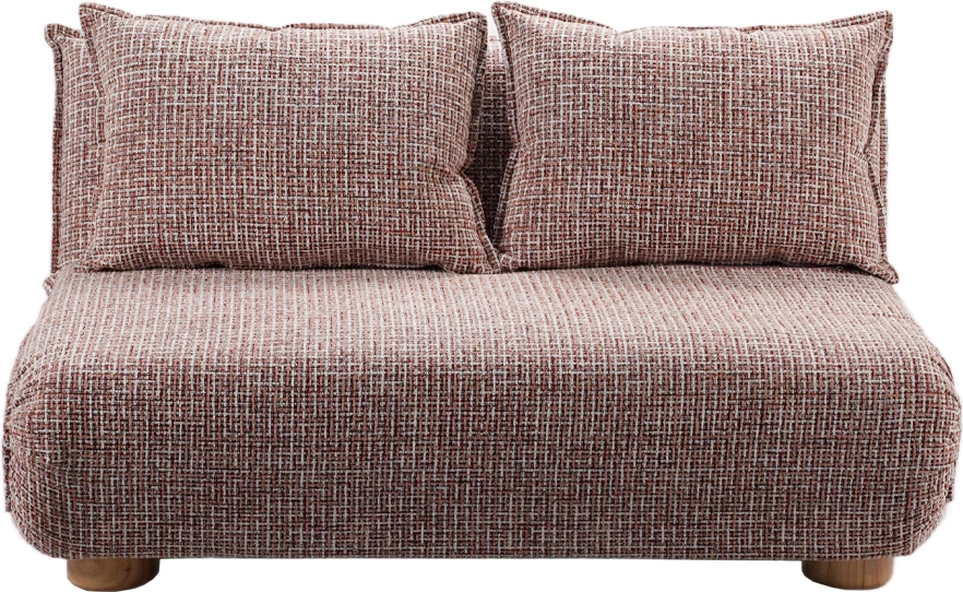 Futon divan për dy persona, palosës, terrakotë-bezhë me dizajn, 141x87x76cm