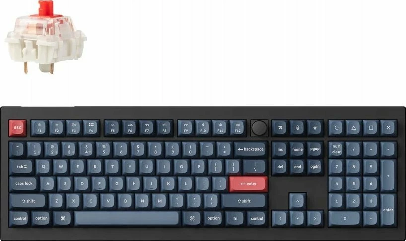 Tastierë mekanike Keychron V6 Max QMK/VIA (V6M-D1) 100% US, Gateron Jupiter Red, RGB, Bluetooth/2.4GHz/USB-C, e zezë