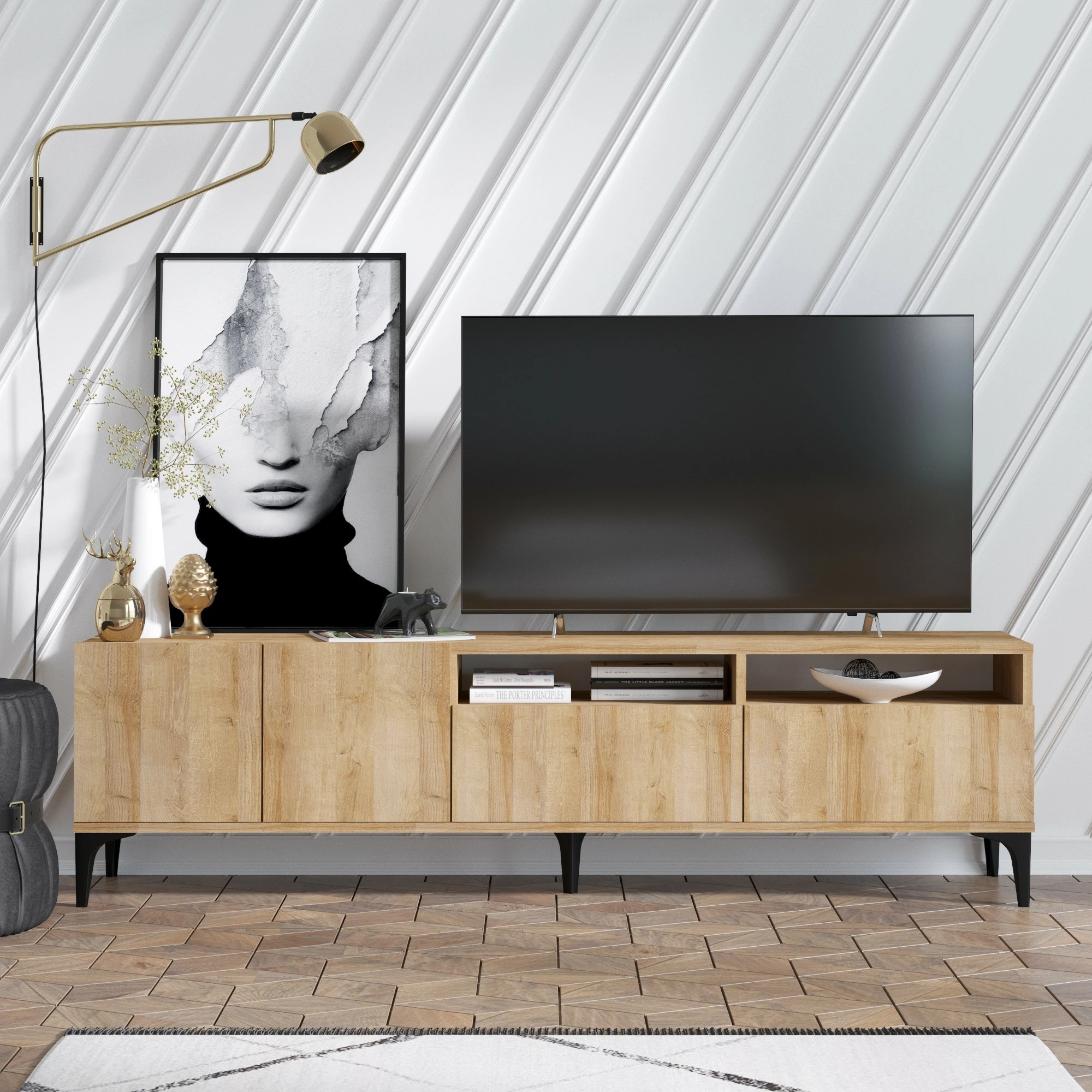 Komodë TV Hanah Home, ngjyrë lisi, Ross