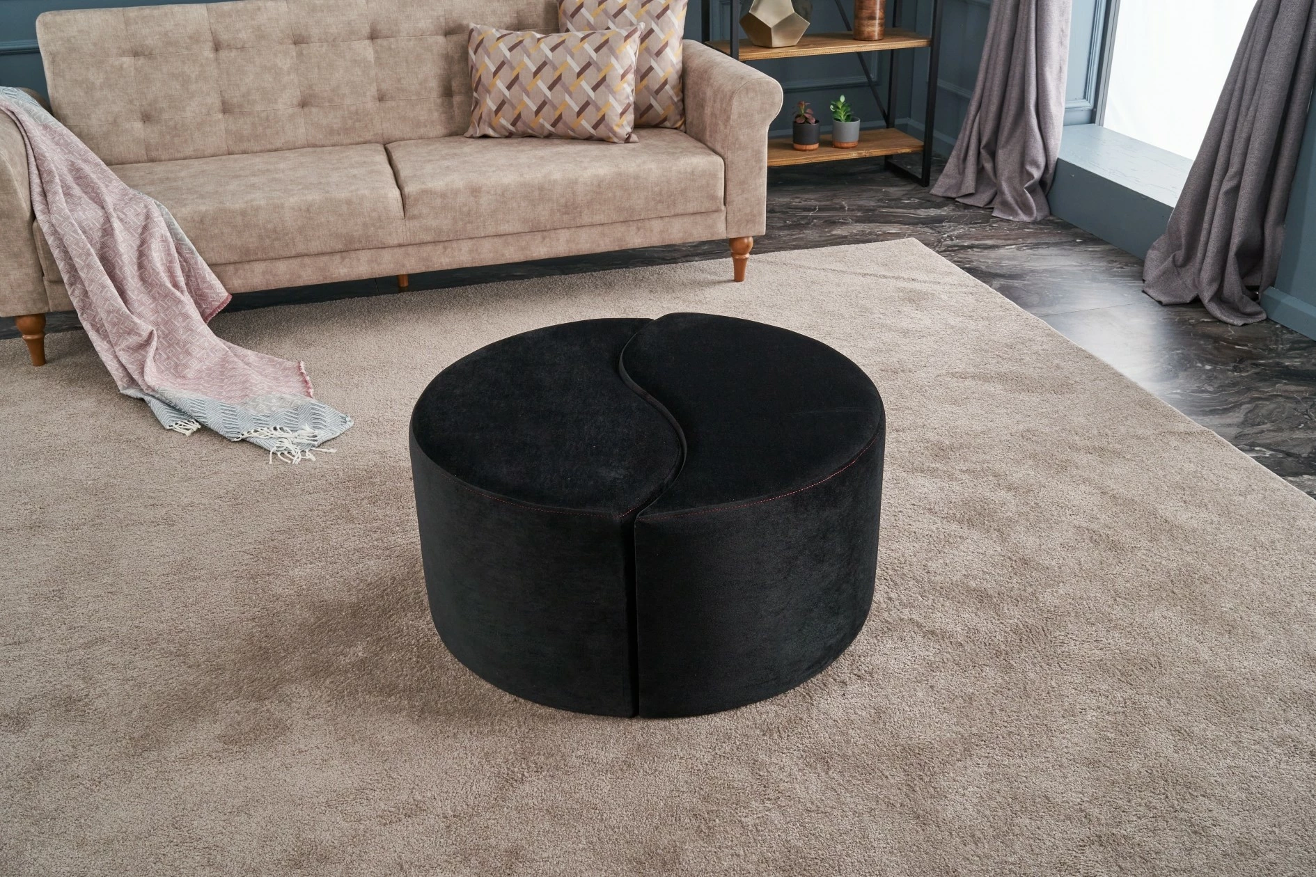 Puf Atelier del Sofa, Alis, ngjyrë antracit dhe rozë