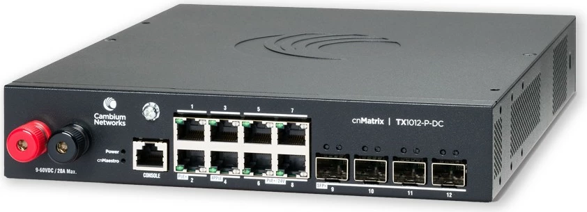 Switch Cambium Networks cnMatrix TX1012-P-DC, Managed, L2/L3, Gigabit Ethernet, PoE, Rack mounting