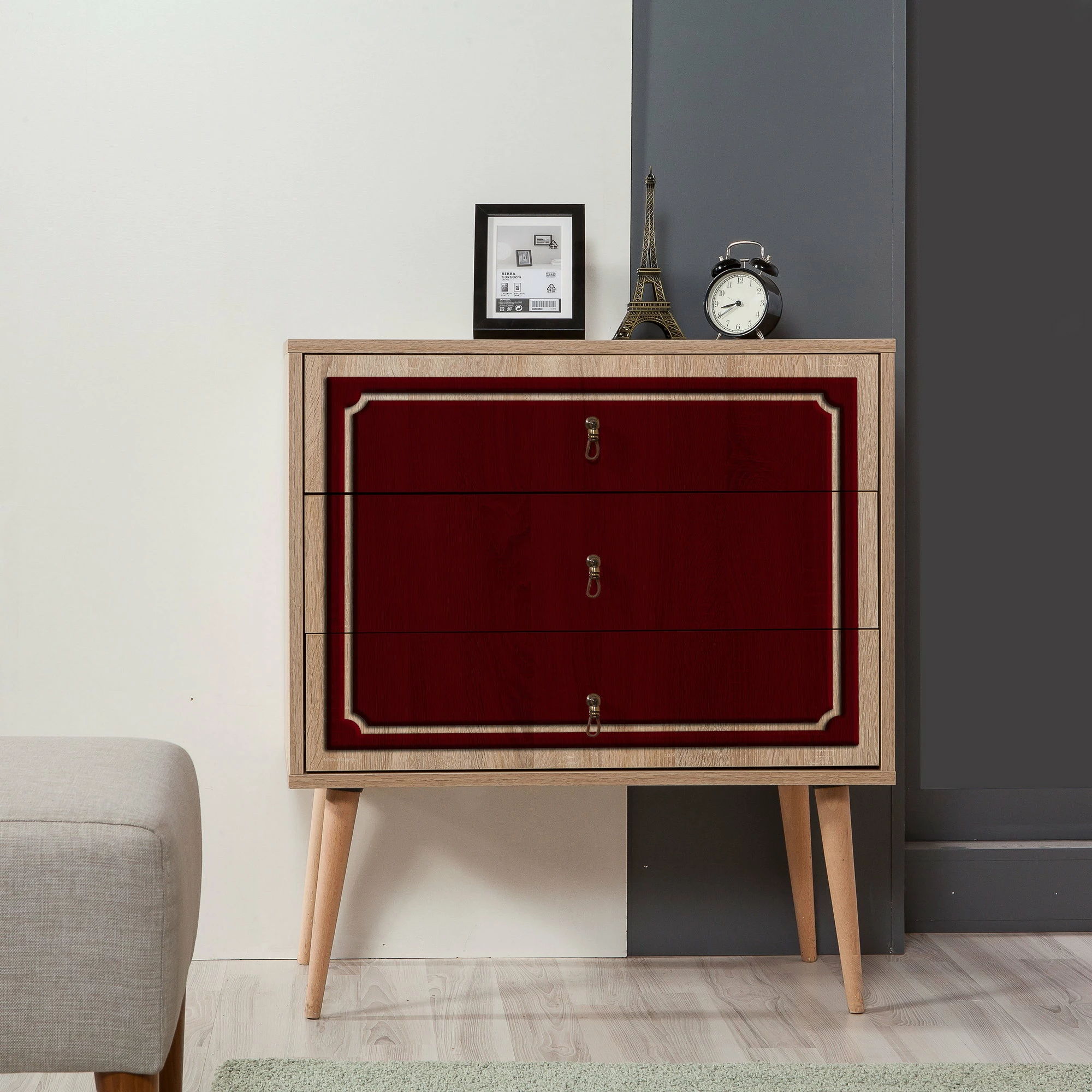 Komodë Skye Decor, Trio - 621, ngjyrë lisi Sonoma