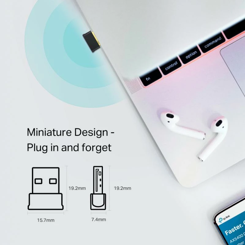 Adapter Wi‑Fi USB, TP-Link Archer T2UB Nano, nano, e zezë