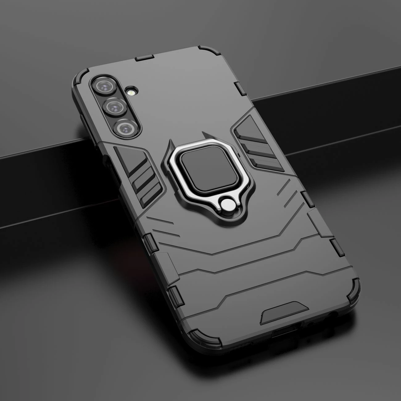 Mbështjellës Hurtel Ring Armor për Samsung Galaxy A24 4G, me unazë, i zi